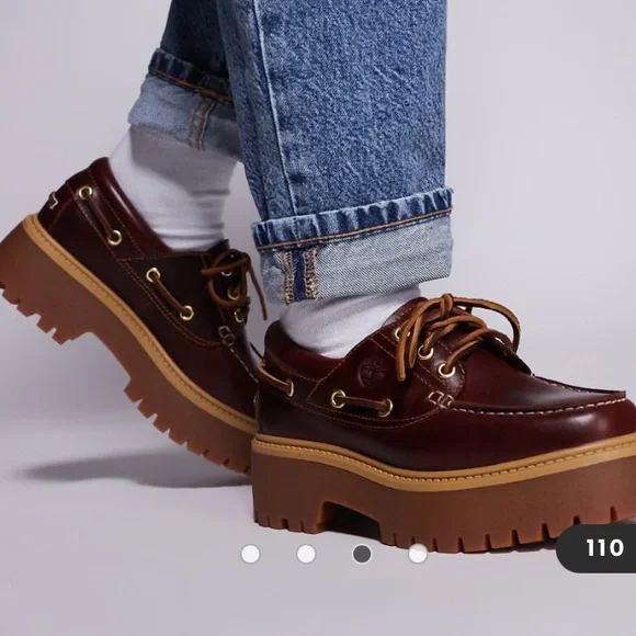 🆕 Urban Outfitters X Timberland Stone Street Platform Boat Shoes in burgundy - Picture 3 of 12